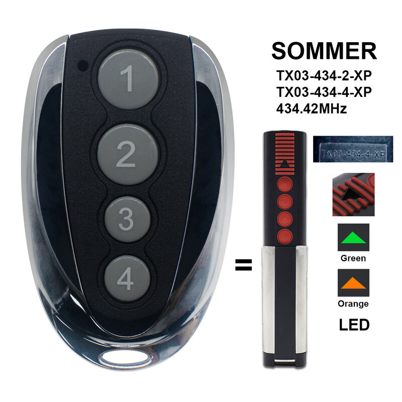 SOMMER TX03-434-4-XP controle remoto com comando para portão de garagem 434.42mhz, sommer tx03 434 4 xp controle remoto