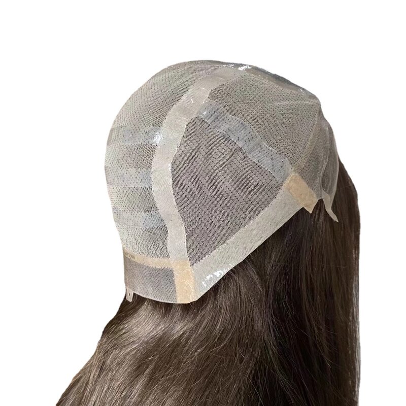 Hstonir-peluca Meidical de silicona con frente de encaje suizo, pelo Remy europeo sin pegamento, pelo largo para pacientes, Tops antialérgicos, G038