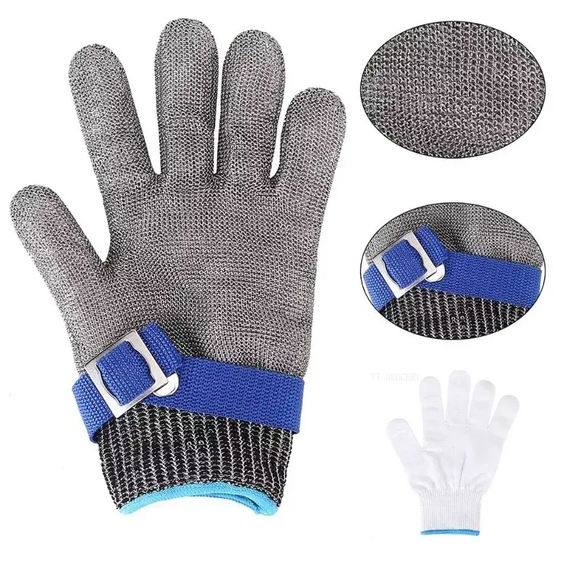 ANSIA5-耐切断性安全手袋,ステンレス鋼線,金属メッシュ,ブタン保護,肉