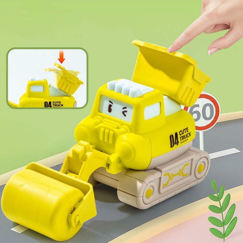 귀여운 모양의 푸시 앤 고 차량 건설 차량, 건설 놀이 트럭, 엔지니어링 차량 장난감, 엔지니어링 시뮬레이션