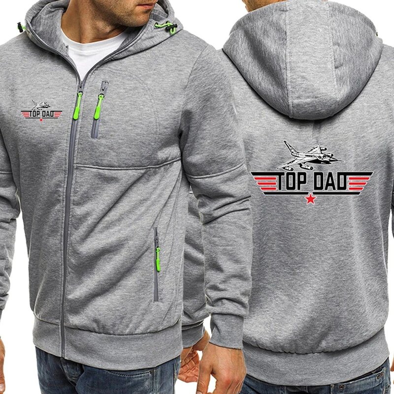 TOP DAD TOP GUN Movie Men Spring And Autumn Hot Sale Printing Comfortable Three-color Zipper Hooded Outerwear Coats