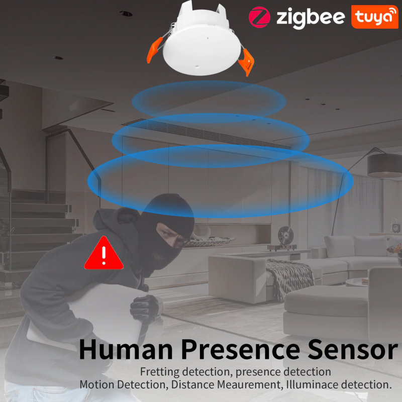 Tuya Zigbee Human mmWave Presence Sensor Radar Detector Wifi Smart Life Motion Sensor With Luminance/Distance Detection Wireless