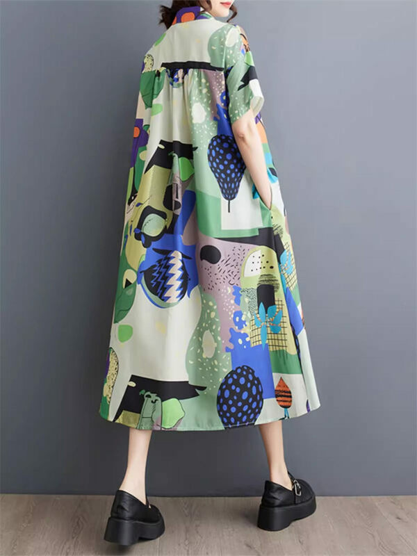 Модное и универсальное повседневное элегантное платье-рубашка с коротким рукавом для женщин Летнее удобное платье большого размера K1137