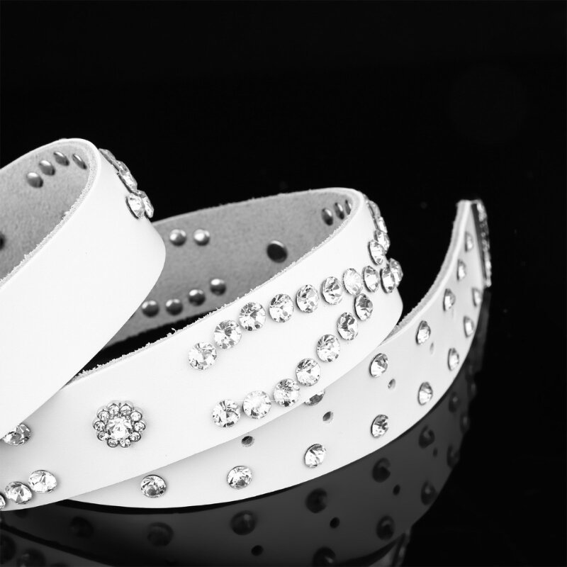 Paski kryształkami dla kobiet i mężczyzn Regulowany pasek ze sprzączką do dżinsów i spodni XXFD