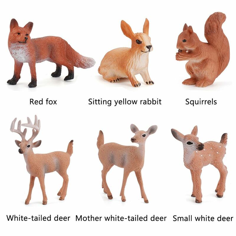 Figuras de animales artificiales para decoración del hogar, conejo, ciervo, familia, adornos para pasteles, juguetes en miniatura