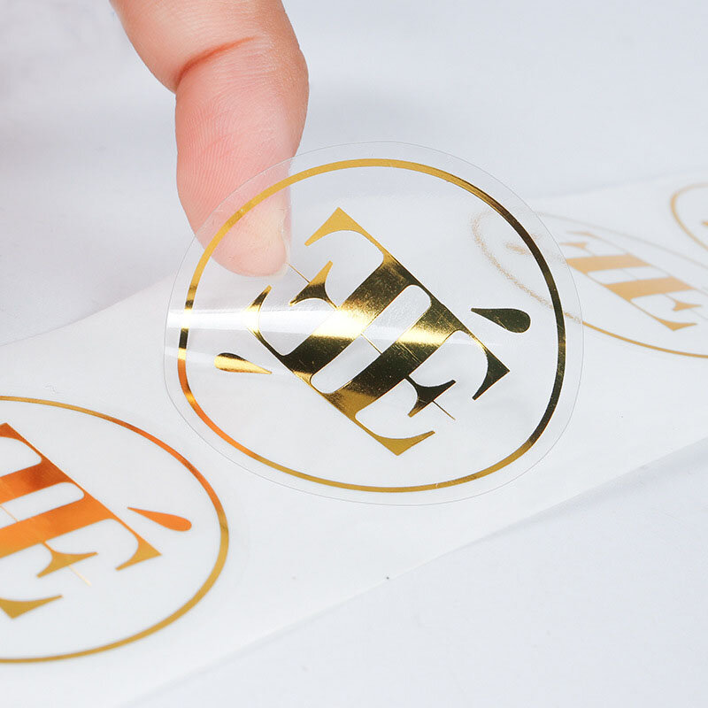 Logotipo personalizado personalizado adesivos, claro, transparente, folha de ouro, prata, negócios, casamento, 100pcs por lote