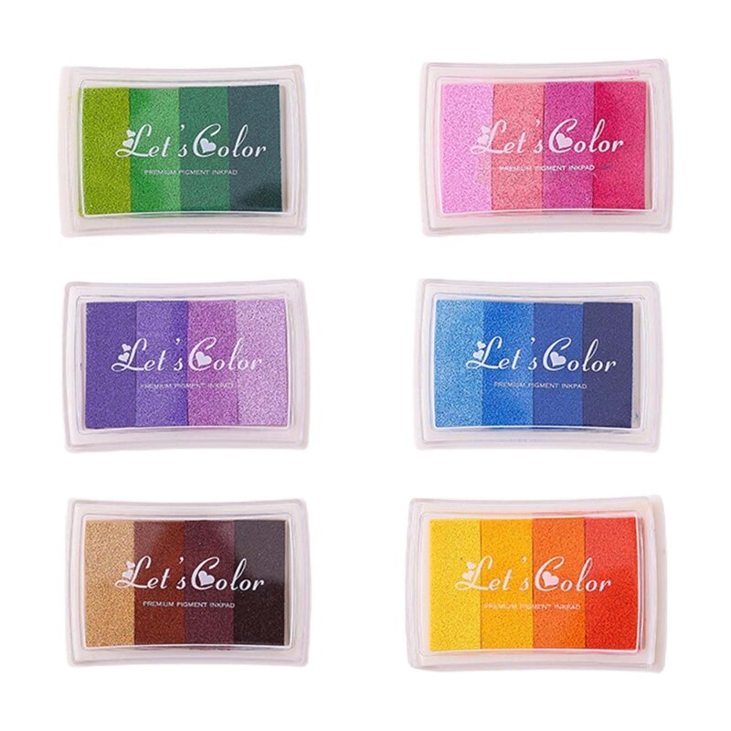 HXBD-almohadillas de tinta para manualidades, 4 colores en 1, almohadilla de tinta de sello segura no tóxica para niños pequeños, pintura de tela con marcado de tarjetas de huellas dactilares