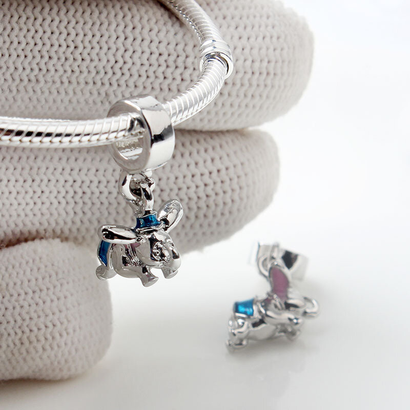 Fit Pandora Disney 100th Anniversary Dumbo Lab grown Diamond Charm For Jewelry Making Women Bracelet Accessories Anime Beads DIY