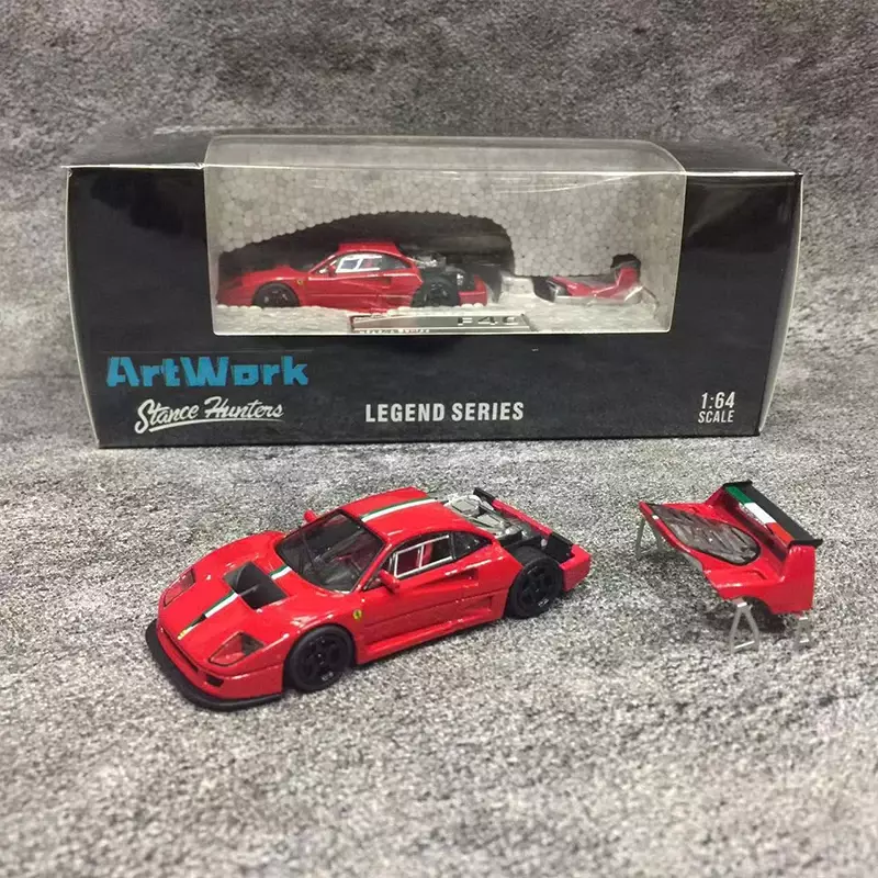 Caçadores de Stance-Modelo clássico carro vermelho, Open Tail Gate, Detalhes do motor, 1:64, LM F40
