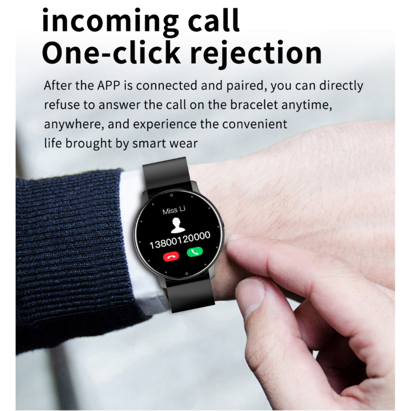 ZL02d Tuya ساعة ذكية شاشة مستديرة تعمل باللمس مقاوم للماء قياس معدل ضربات القلب اللياقة البدنية تعقب معصمه مع ضغط الدم Smartwatch