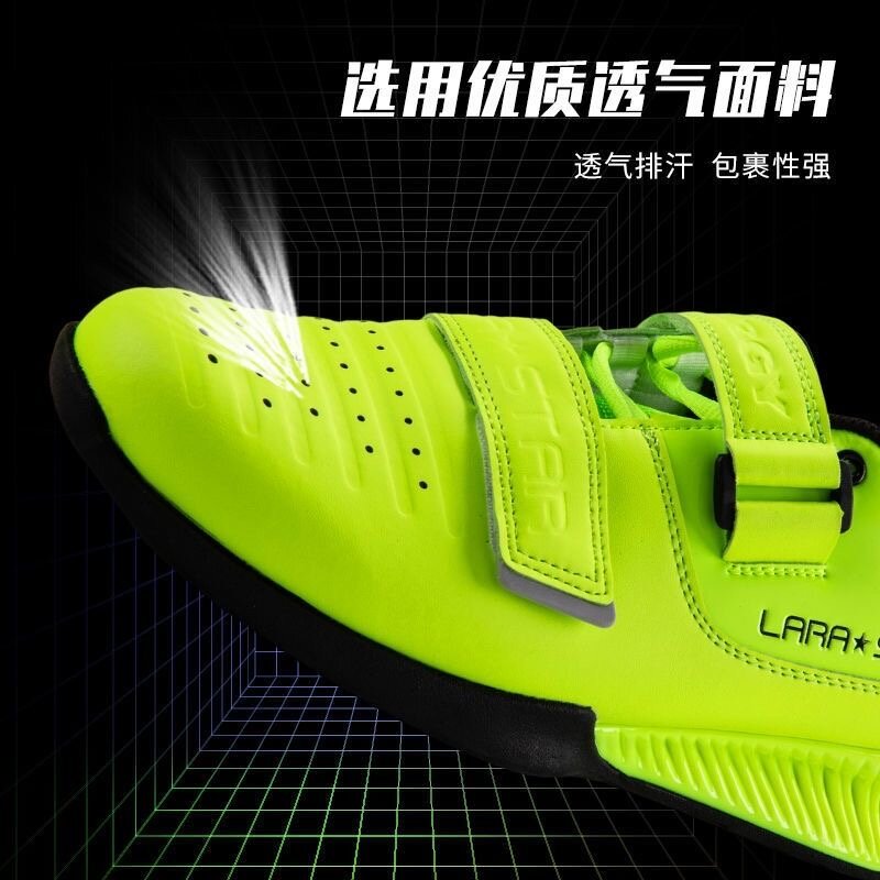 Zapatos de entrenamiento de pesas profesionales para hombre y mujer, zapatillas deportivas de gimnasio Unisex, calzado de levantamiento de pesas portátil para parejas, color negro y verde