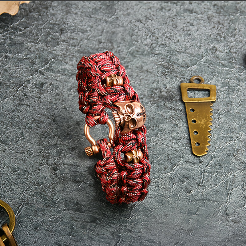 Braccialetto di sopravvivenza Paracord con grillo regolabile in acciaio inossidabile, Bracele multifunzionale per attrezzi di sopravvivenza all'aperto di moda da uomo