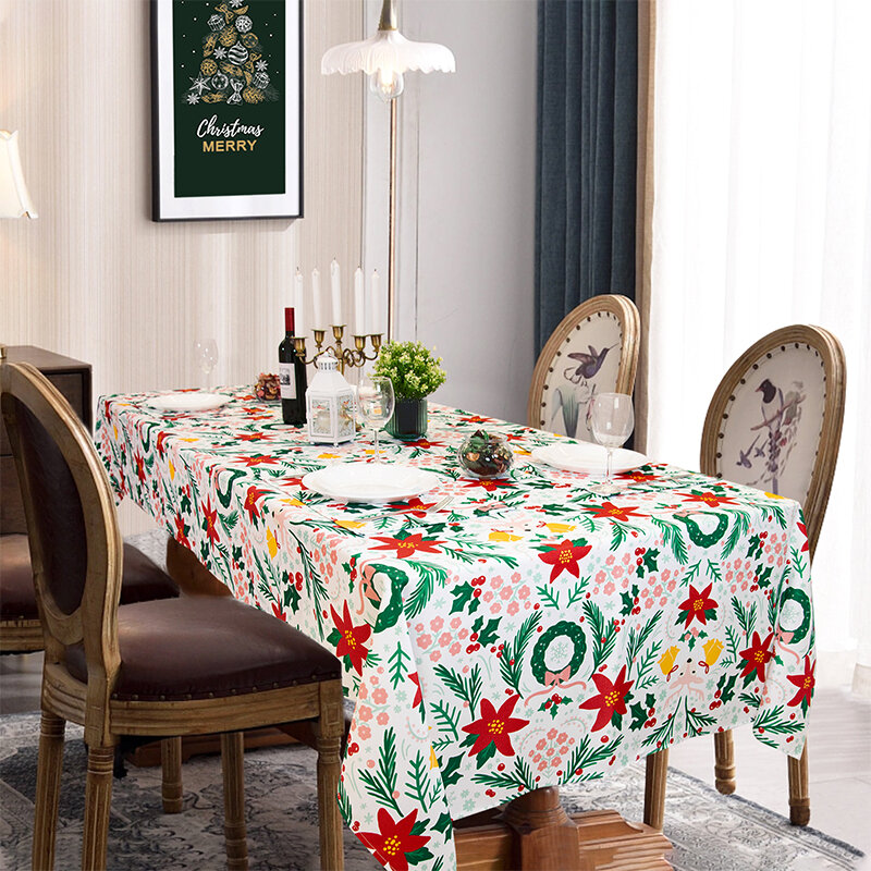 Muwago garland aparar impresso tecido toalha de mesa de natal para decoração da sala de jantar lavável anti-mancha anti-óleo capa de mesa