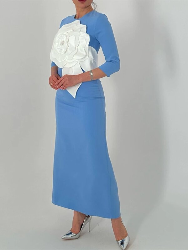 Ball Dress Evening Dress Flower Formal Evening Dress A-line Round Neck Customized Occasion Dress Saudi Arabia 2024