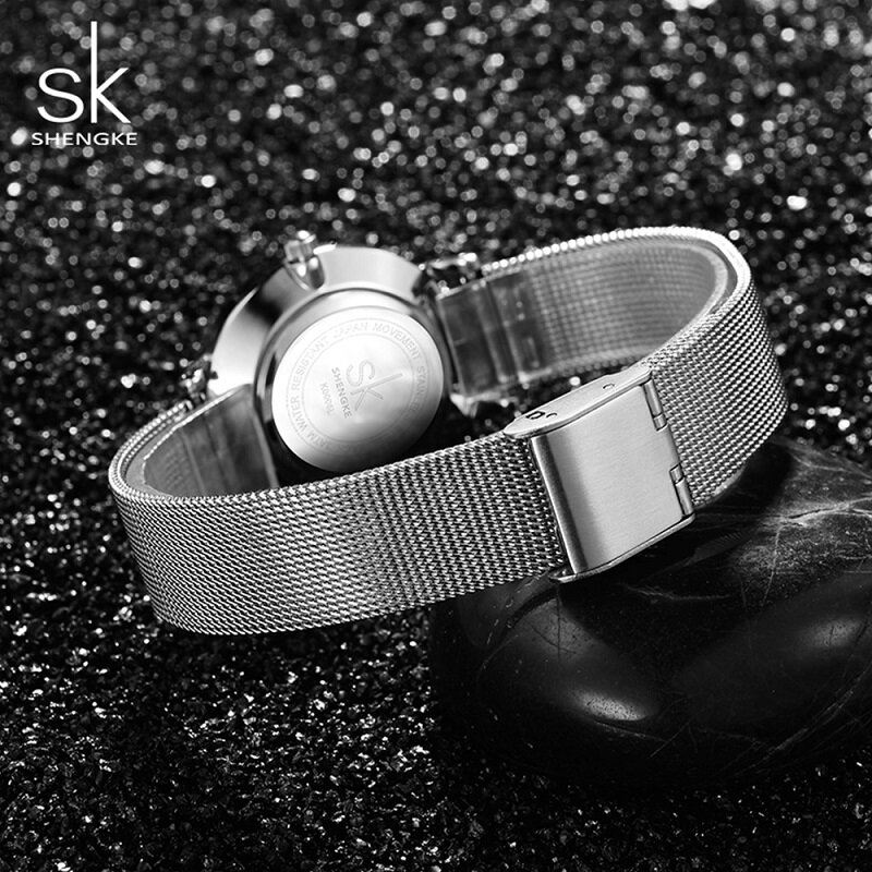 SK Super Slim Sliver Mesh Relojes de acero inoxidable Mujeres Top Brand Luxury Casual Clock Ladies Reloj de pulsera Lady Relogio Feminino