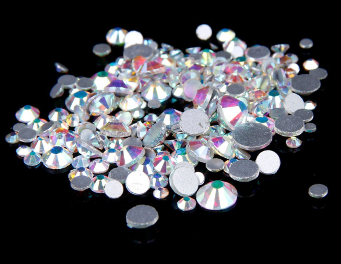 Cristal AB para decoración de uñas, diamantes de imitación sin fijación térmica, ss3, ss4, ss5, ss6, ss8, ss10, ss16, ss20, ss30, ss34, ss50