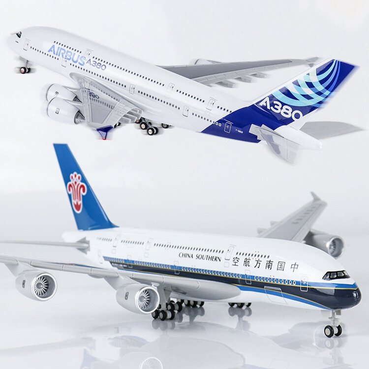 Airbus 380 Southern Airlines 787 COMAC C919 Modelo de Aeronave, Luzes e Rodas, Presente de Decoração, 30cm, Nova Versão