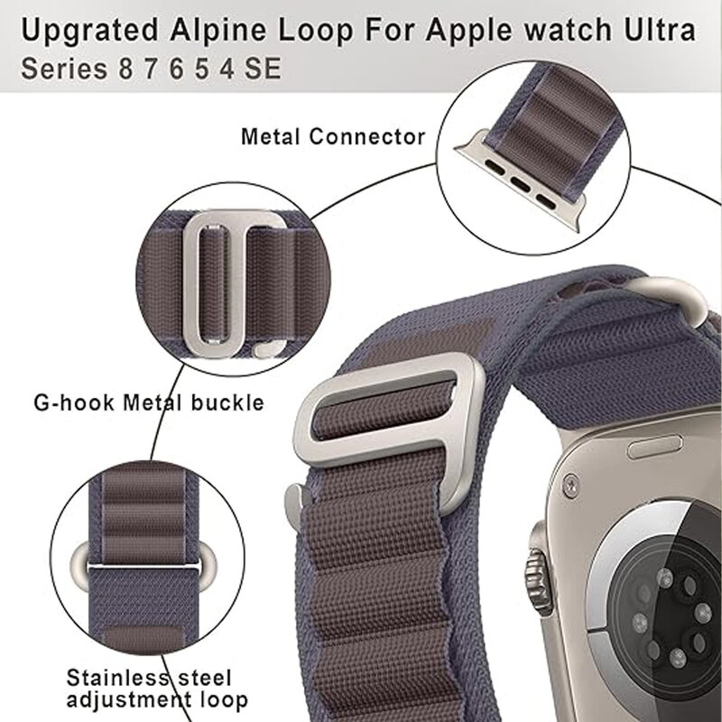 Opaska alpejska do Apple Watch pasek Ultra 49mm 45mm 44mm 40mm 41mm 42mm 44mm nylonowa bransoletka Correa seria 9 8 SE 4 3 7 6 5