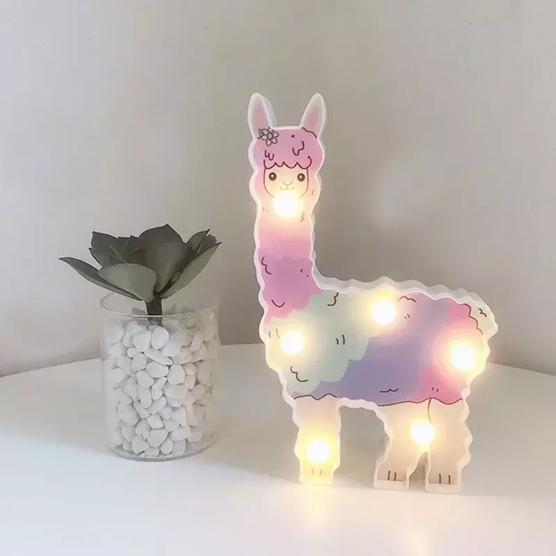 Alpaca forma decorazione per feste lampada 3D lampada da notte a LED per decorazioni per la casa tavolo da camera da letto luce a LED compleanno per bambini Baby Shower Light