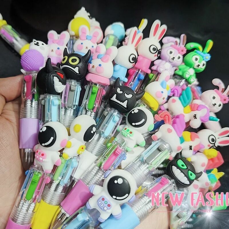 20Pcs/Lot Cute Cartoon Mini 4 Colors Ballpoint Pens Student Kids Stationery School Office Supplies Multicolor Press Pen Gifts