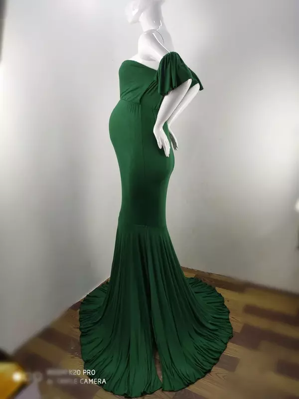 Robe Sirène en Coton pour Femme Enceinte, Tenue de Séance Photo, sans Épaule, Sexy, Accessoire de Photographie, pour ixPréChristophe