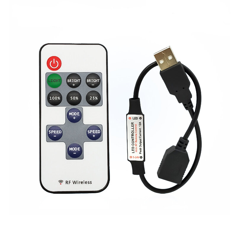 Mini télécommande sans fil RF à 11 touches pour bande lumineuse, contrôleur de variateur Led pour une seule couleur DC5-24V SMD5050/3528/5730/3014