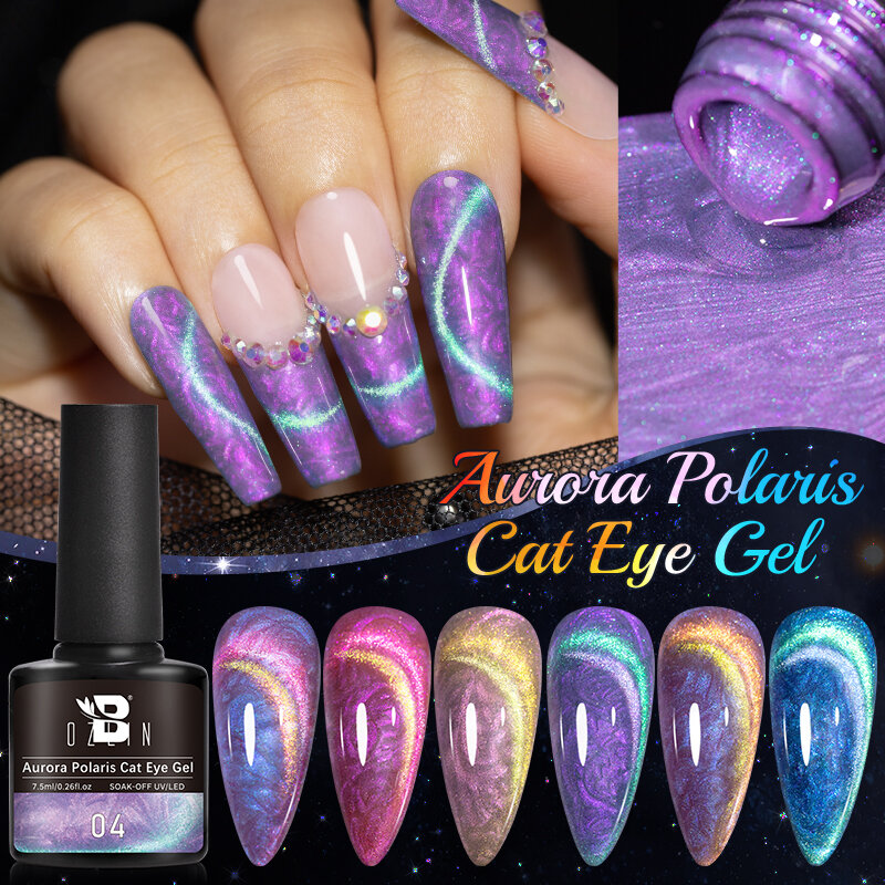 Bozlin 7,5 ml Aurora Polaris Cat Magnet gel zweifarbig Cat Eyeliner Effekt semi permanente UV-Gel Nail Art keine Grundfarbe erforderlich
