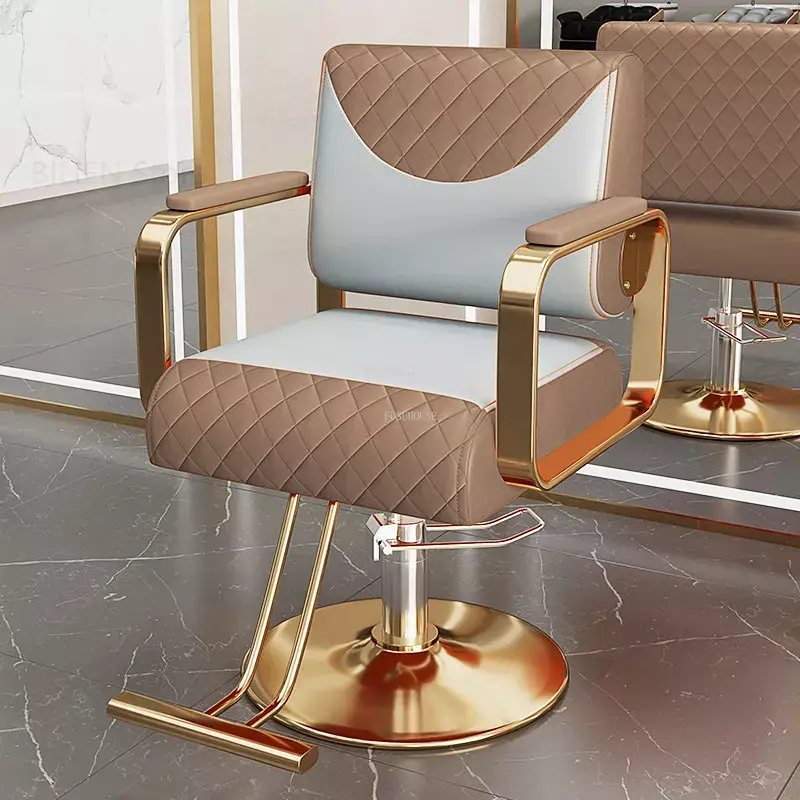 Nordic Metal Barber Chairs Reclining Professional Modern Beauty Barber Chair Shaving Makeup Cadeira De Barbeiro Salon Furniture