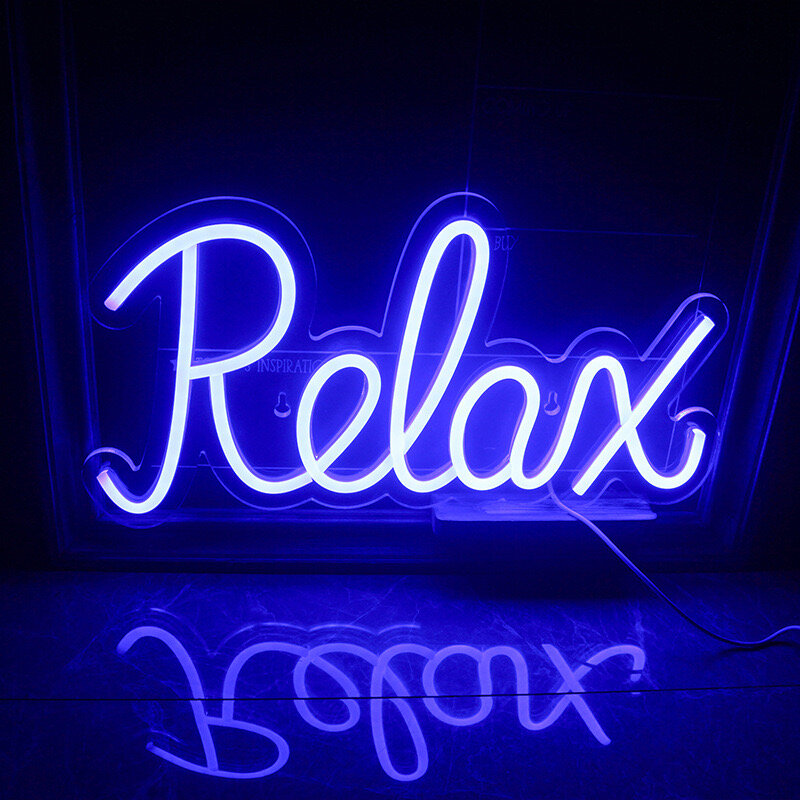 Relax Neon Sign camera da letto ufficio negozio Bar finestra ristorante Decor 5V USB Home Wall Neon Light Sign regali per ragazzi e ragazze
