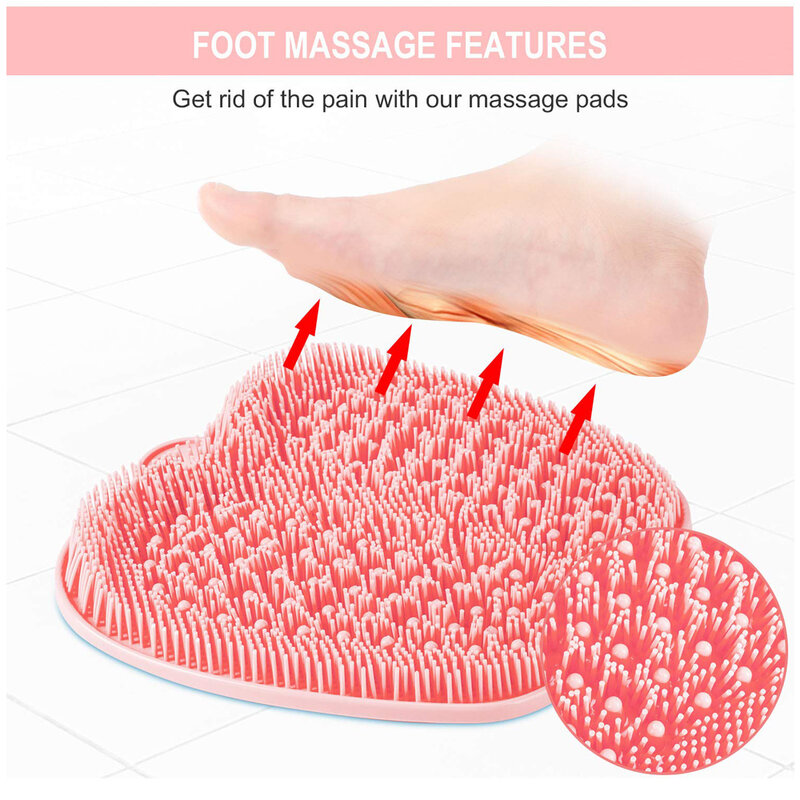 Back Foot Wash Brush with Suckers Foot Back Exfoliating Shower Massage Mat Scrubber Brush Anti-Slip Clean Dead Skin Bathroom Too