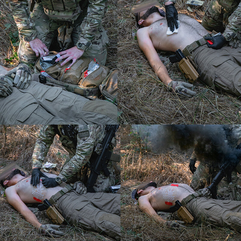 RHINO RESCUE Tactical Chest Seal ventilato, assistenza per traumi di grado militare per Patch sigillante per il petto di medici da combattimento, forniture IFAK