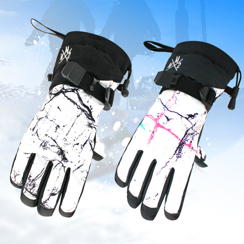 Luvas impermeáveis de toque térmico para homens e mulheres, luvas grossas de neve, luvas quentes, snowmobile ao ar livre, esqui, inverno