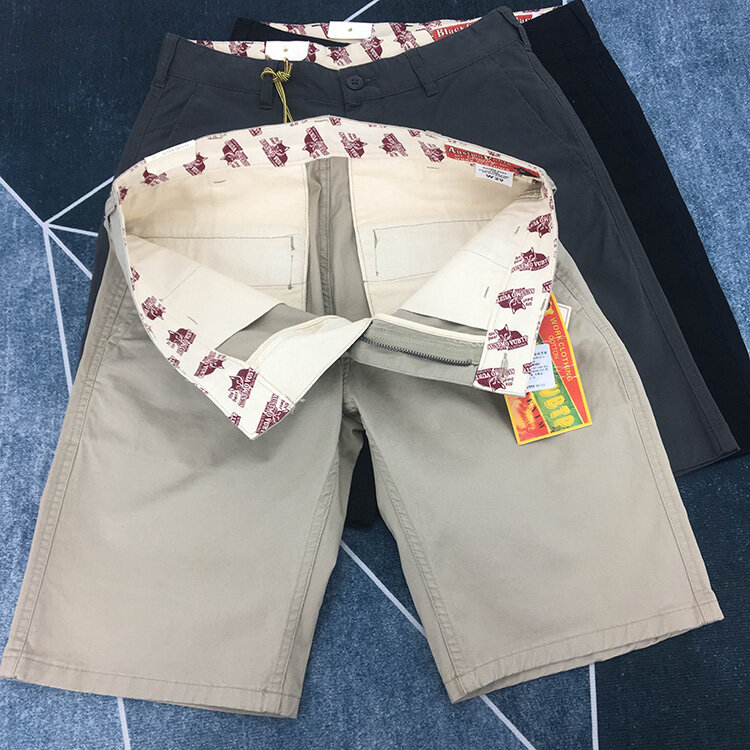 389 # # verão novo japonês retro tecido sarja carga shorts moda masculina simples 97% algodão lavado casual em linha reta 5 pontos calças