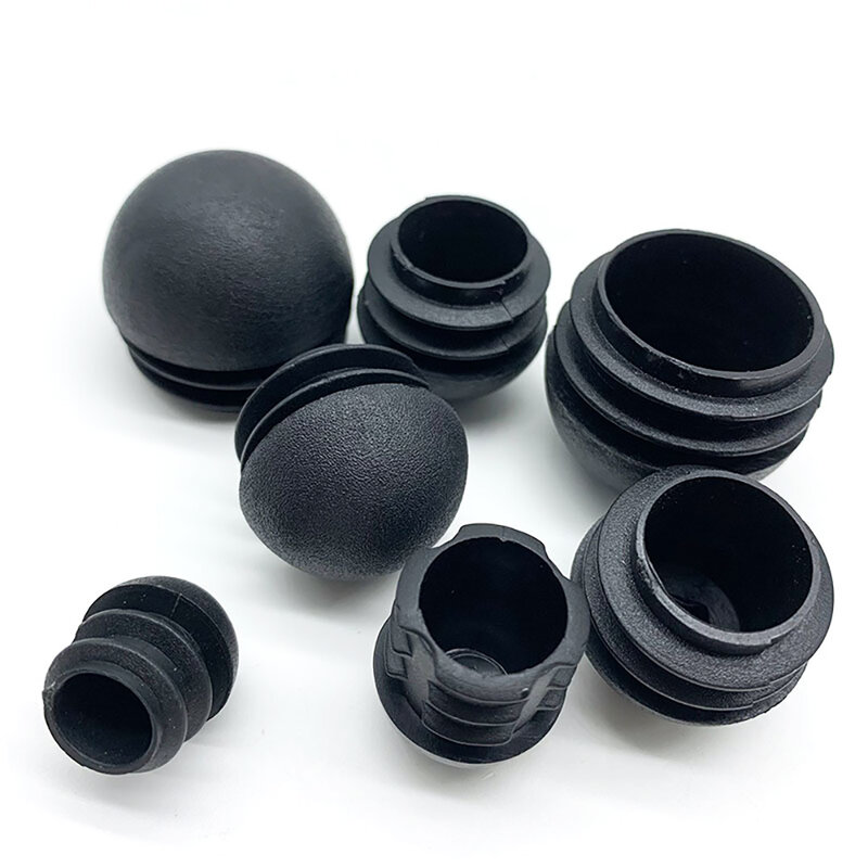 Black Spherical End Caps para Móveis, End Caps, Chair Leg, Hole Plugs, Capa contra poeira, Tubo de aço, Borracha Redonda, Insert Plug, 10Pcs