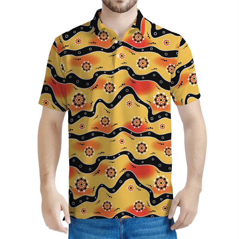 Australian Aboriginal 3D Printed POLO Shirt Summer Ethnic Pattern Polo Shirts Men Clothes Streetwear Loose Short Sleeve Tops