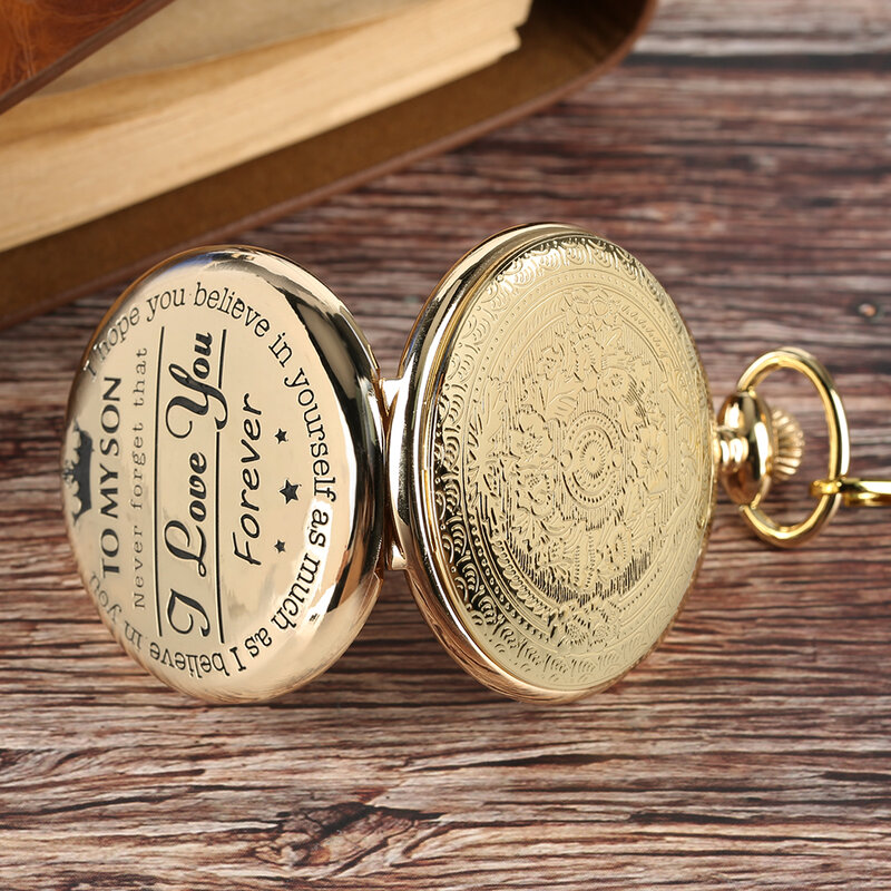 To My Son I love You Forever Unique Vintage Quartz Pocket Watch Birthday Graduation Gift for Son