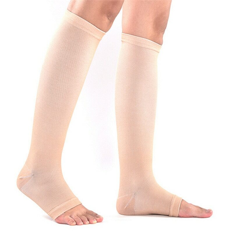 1 paio di calzini Varicose aperti con punta alta al ginocchio con supporto a livello di compressione