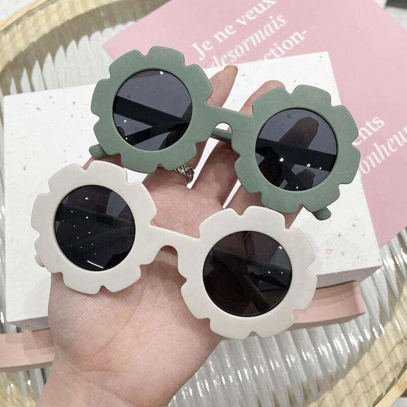 여아 남아용 한국 꽃 프레임 선글라스, UV400 보호 선글라스, 귀여운 어린이 장식 거울 안경 2023