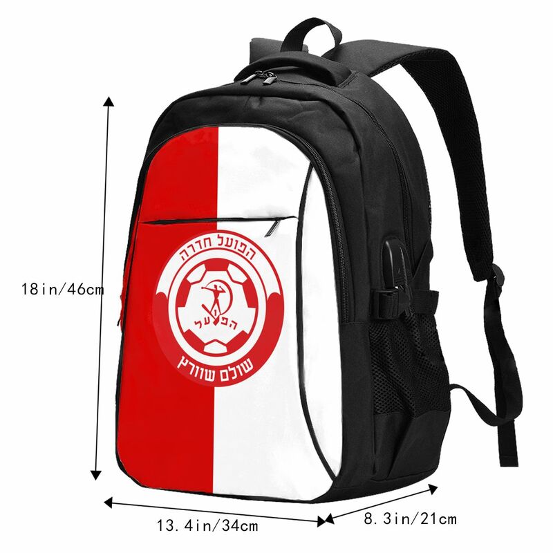 Дорожный рюкзак для ноутбука Hapoel Hadera, деловой водостойкий рюкзак с USB-портом для зарядки, сумка для колледжа для мужчин и женщин