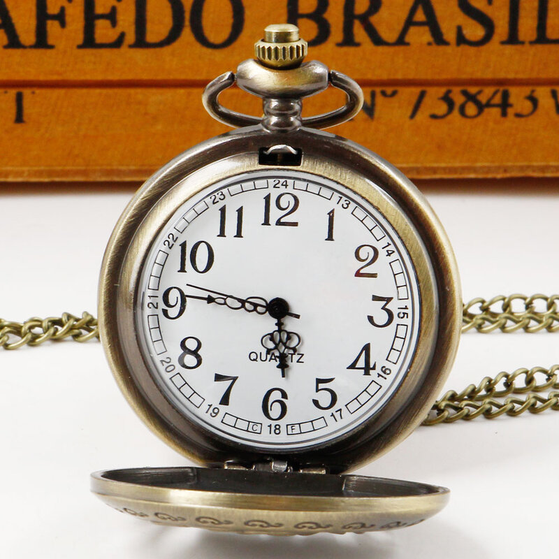ساعة جيب كوارتز منحوتة رائعة عتيقة للنساء ، أزياء شخصية ، ساعات سلسلة ، ساعة هدية