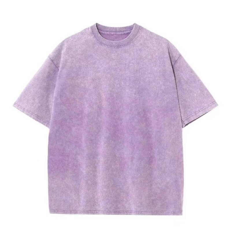 Camiseta americana lavada para hombre, camisa holgada de algodón con cuello redondo, de gran tamaño, estilo coreano Y2k, informal, Vintage, de manga corta