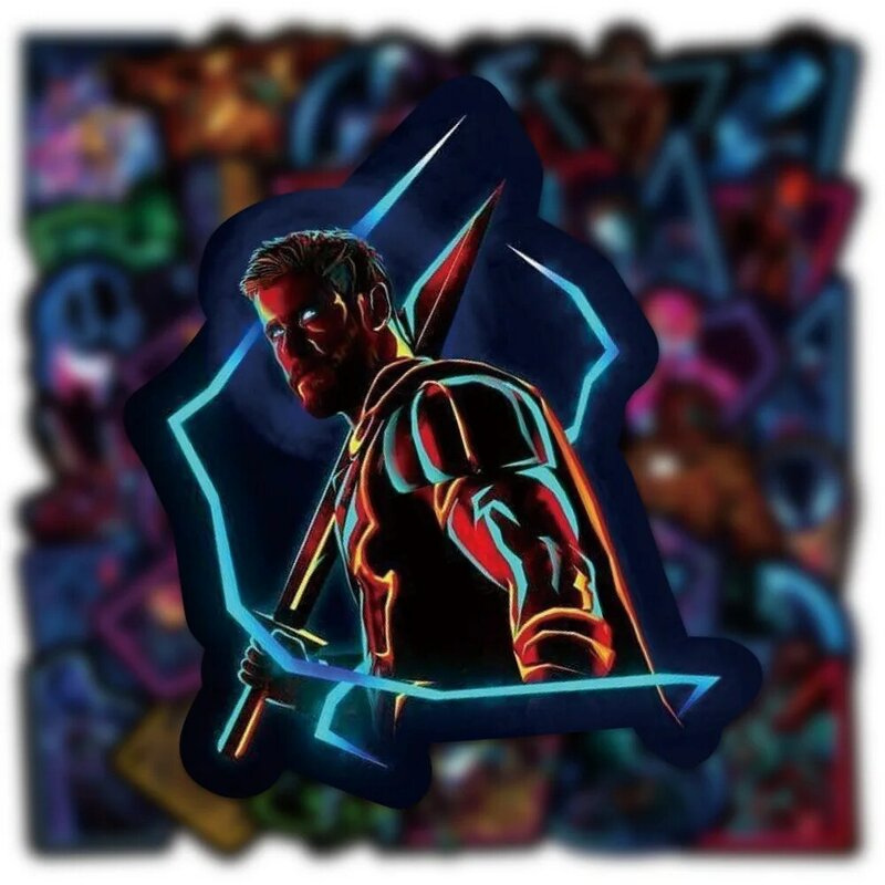 10/30/50/100pcs Cool Disney Super Heros Neon Light Stickers The Avengers Cartoon Graffiti Sticker Decals for Phone Diary Luggage