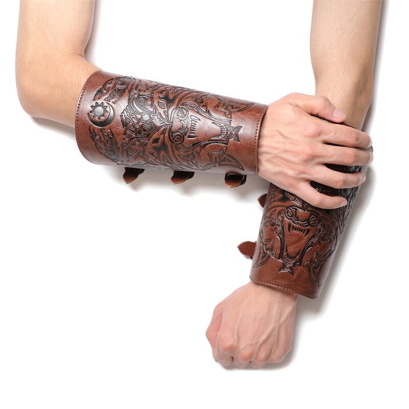 Bracciale da polso medievale regolabile con guanto da cavaliere per giochi ruolo maschile Halloween