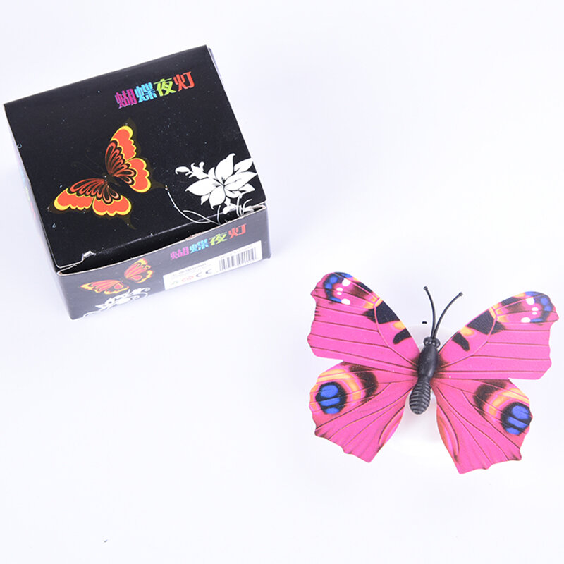 Naklejki ścienne 3d motyl oświetlenie kolorowe łatwoprzylepna małe dekoracje do zabawy 2023 motyl naklejki ścienne lampy zabawka