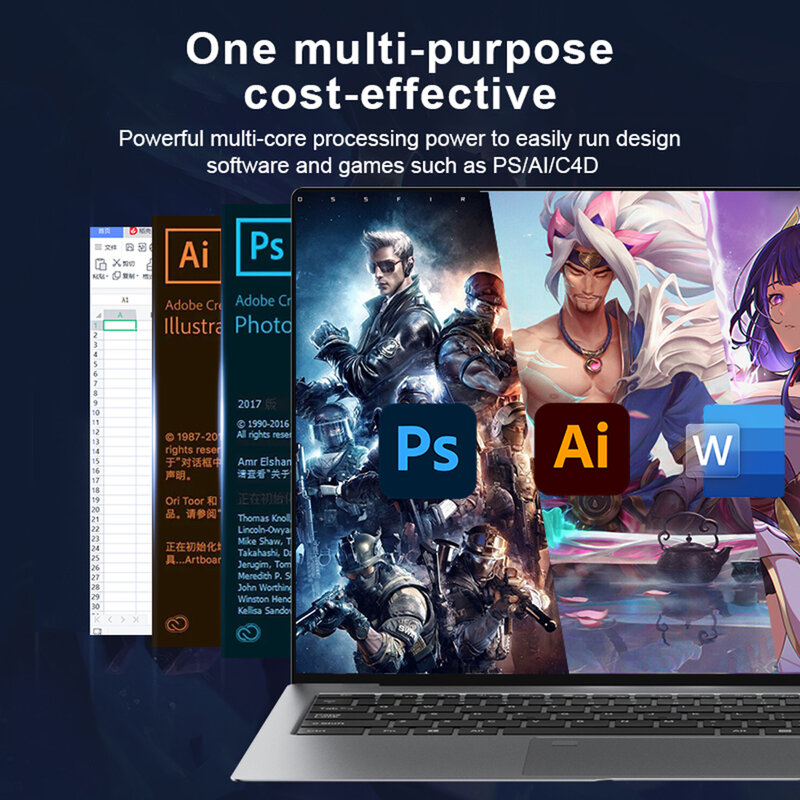 Yepo Nieuwe Laptop Intel Core I7 Aangepaste 15.6-Inch 9d Gebogen Scherm Ramen 11 Ram 16G Ssd 1Tb Dolby Sound Office Design Computer