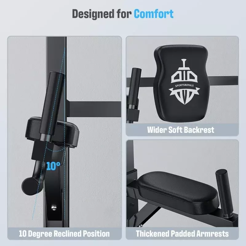 Sportsroyals Power Tower Pull Up Dip Station Assistive Trainer Multi-Function Home Gym Strength Training Fitness Equipment 440LB