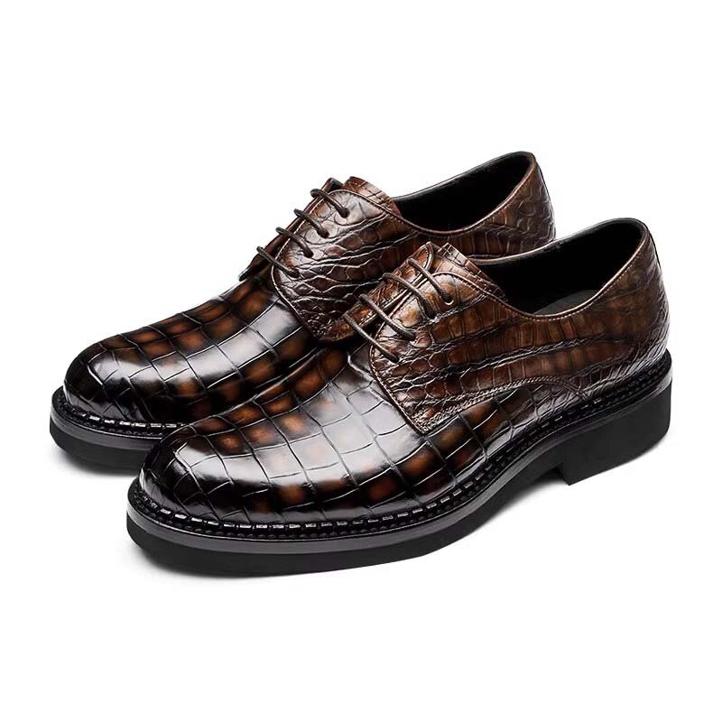 Gete-Chaussures en cuir de crocodile pour hommes, chaussures provoqué pour hommes d'affaires, chaussures en cuir de crocodile résistantes à l'usure, 2023 Nouveau