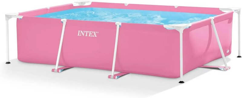 Intex-Quadro retangular de metal Piscina, ao ar livre, rosa, 7 "x 4" x 24"