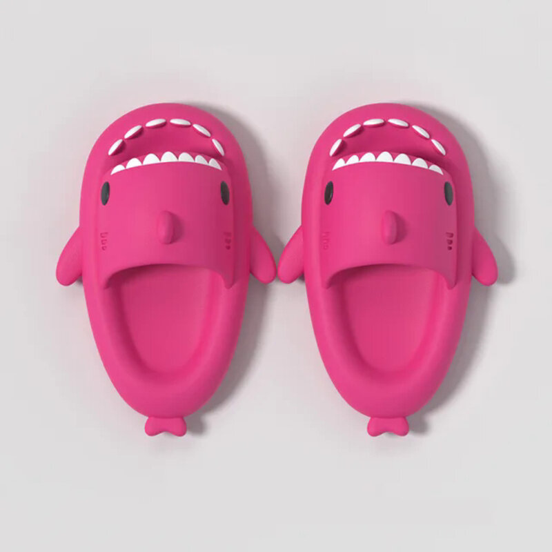 Zapatillas con forma de tiburón para hombre y mujer, chanclas antideslizantes de Eva suave para interiores y playa, zapatos divertidos para el hogar