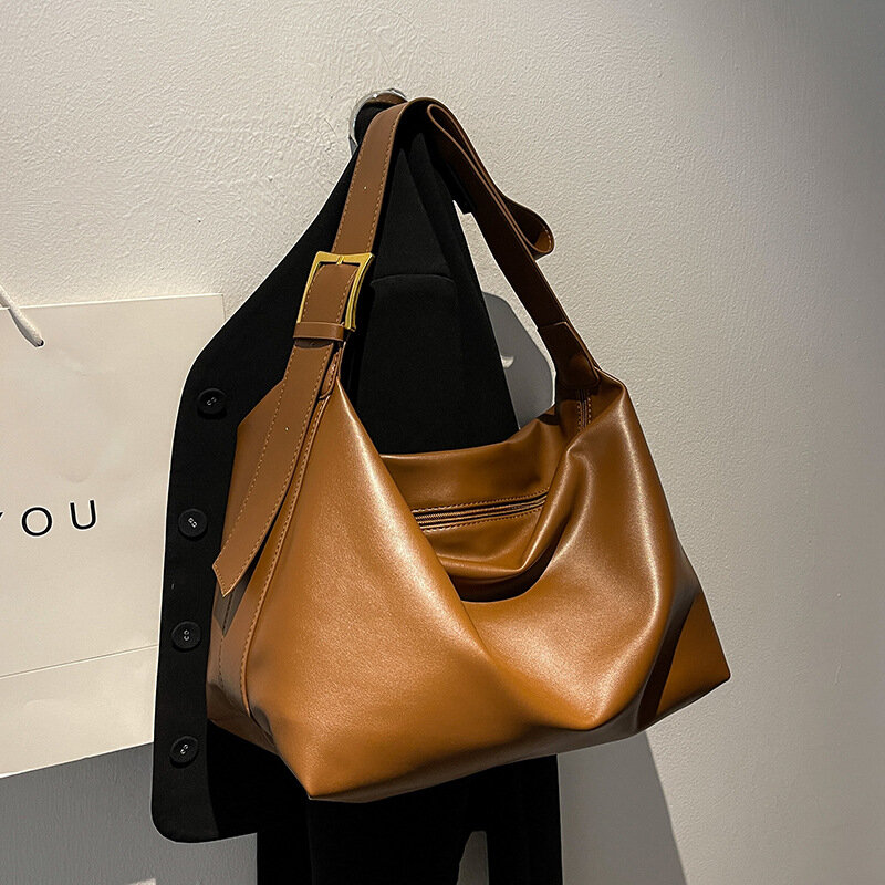 Modne torby damskie dojeżdżające do pracy w jednolitym kolorze, prosta uniwersalna pojemna torba Tote Bag miękka torba Crossbody torba na książki studencka